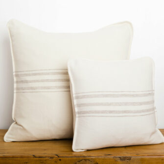 Swans Island_Grace Pillows in White with Grey stripes
