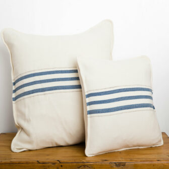 Swans Island_Grace Pillows in White with Indigo stripes, 18