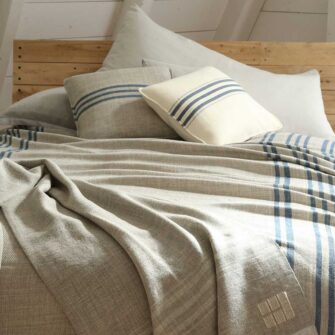 Swans Island Company's Heritage Blanket with Heritage Pillow and Grace Pillow.