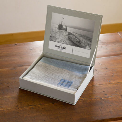 Swans Island's Maine Coast Throw comes in our beautiful linen presentation gift box.