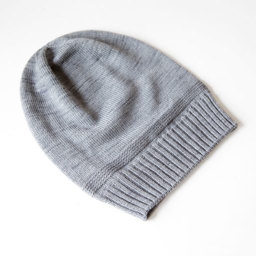 Swans Island Company's Bar Island Hat is knit with soft silk and merino wool. Shown in Pewter Grey. 100% made in USA with hand-dyed yarns.