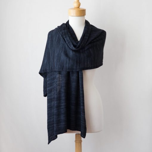 Swans-Island Company's Kennebunk-Wrap. Knit in the USA with hand-dyed Merino/Silk. Shown here in Raven.