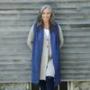 Swans Island Company's Watercolor Scarf is hand-dyed with all-natural indigo and other natural dyes. Handwoven in Maine. Shown here in Beetroot.
