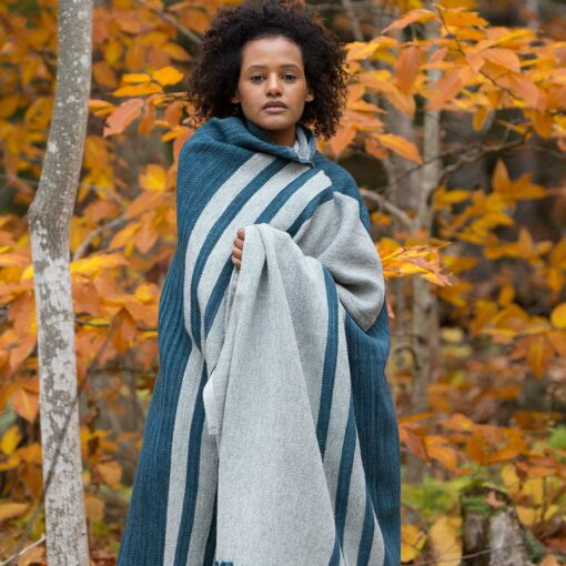 Swans-Island_Mt-Kineo-handwoven Throw in Atlantic made in USA with American Rambouillet wool and alpaca