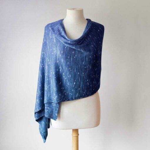 Swans-Island-Firefly-Knit Wrap in Sapphire, hand-dyed silk merino wrap