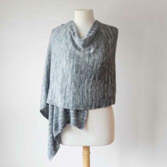 Swans-Island-Firefly-Knit Wrap in Stonewall, hand-dyed in Maine - this silk merino wrap is an elegant accessory