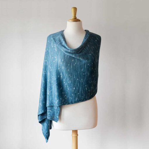 Swans Island Company's Firefly Knit Wrap. Hand-dyed and made in USA. Show in Blue Spruce.
