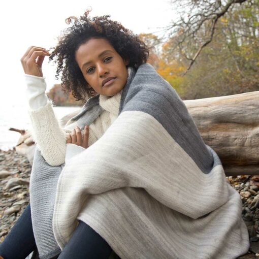 Swans-Island_Rangeley-Throw_organic merion cotton in Graphite and Dove