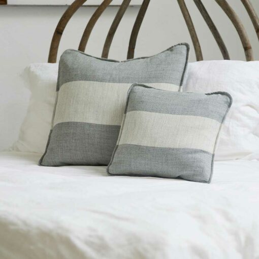 Swans Island Solstice Pillows - Handwoven with undyed wools in White+Grey