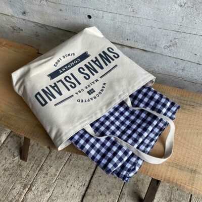 Swans-Island-Gingham-Check-Throw in Navy-and white - classic gingham, 100% American cotton.