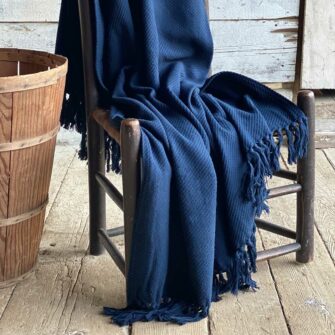 Swans Island_Summer Twill_Throw_in Navy - 100% cotton woven in Maine