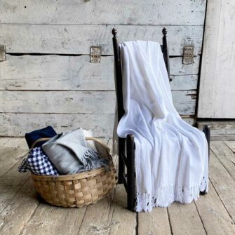 Swans Island_Summer Twill_Throw_in White - 100% cotton woven in Maine