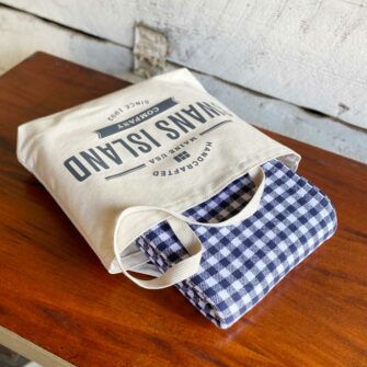 Swans Island Gingham Check Blankets- 100% Cotton Woven in Maine comes in Swans Island canvas tote.