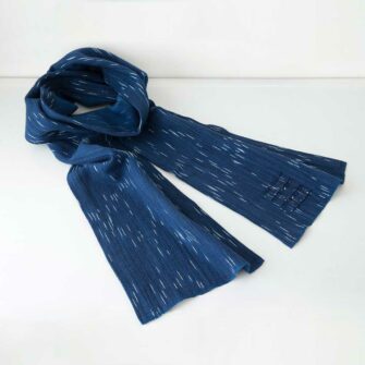 Swans Island Firefly Scarf, handwoven in Maine with hand-dyed organic merino wool_Sapphire colorway