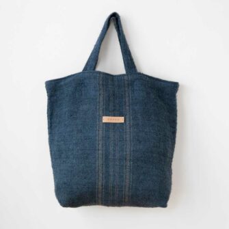 Swans Island's Basic Shopper by Govou is stitched of antique linen grain sacks upcycled and over-dyed with all natural indigo dyes