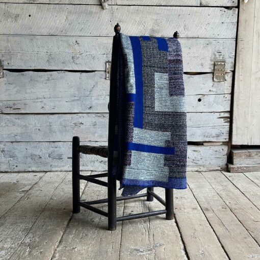 Artisan Patchwork Throw Cobalt Series is a one-of-a-kind knit textile - a work of art! Made in USA.
