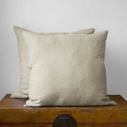 Swans Island Classic Linen Euro Shams. 100% French Linen, soft and substantial. Made in USA. Shown in Flax.