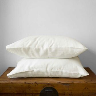 Swans Island Classic Linen Bedding. 100% French Linen, soft and substantial. Made in USA. Pillowcases shown in Ivory.