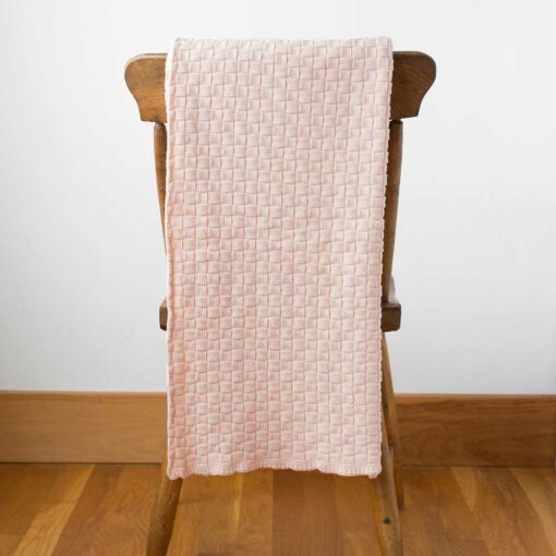 SSwans Island Cotton Toddler Blanket - Knit basketweave texture, generously sized for toddlers. 100% Pima cotton made in USA. Shown in Light Pink.