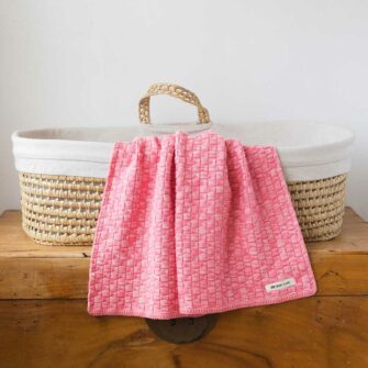 Swans Island Cotton Basketweave Baby Blanket. Knit in USA. Shown in Coral