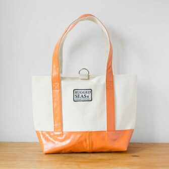 Swans Island + Rugged Seas. The Seaworthy Tote is made from upcycled fisherman's bibs and sturdy cotton canvas. Each one is unique.