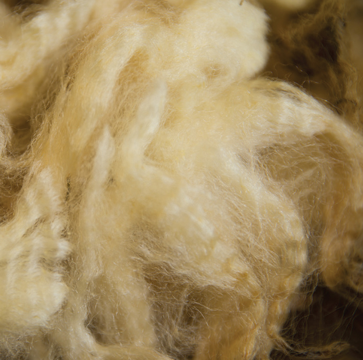 A closeup of American wool fleece used to make Swans Island handwoven blankets.