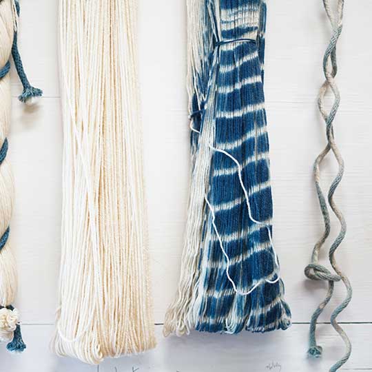 dyed yarn hanging