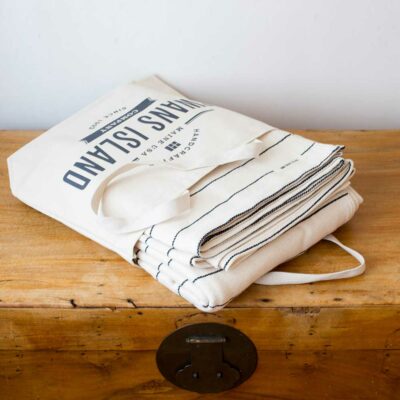 Swans Island Cotton Pinstripe Blanket comes in our signature canvas tote bag. 