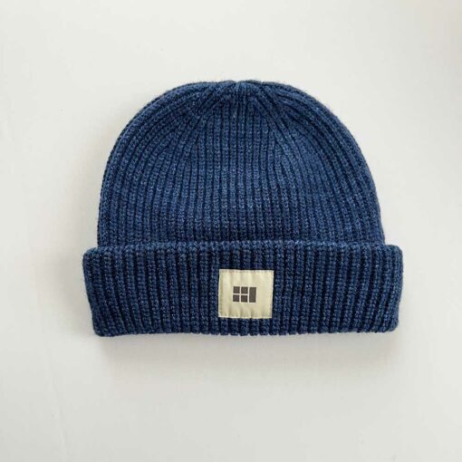 Swans Island Fisherman's Beanie - Knit in USA with soft, hand-dyed silk merino wool shown in Midnight.
