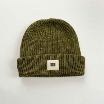 Swans Island Fisherman's Beanie - Knit in USA with soft, hand-dyed silk merino wool shown in Olive.