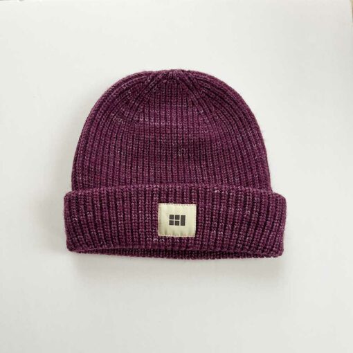 Swans Island Fisherman's Beanie - Knit in USA with soft, hand-dyed silk merino wool shown in Plum.