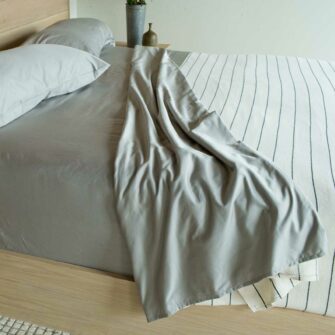 Swans Island's American Supima® Cotton Sheet Set by Malouf shown in Flax.