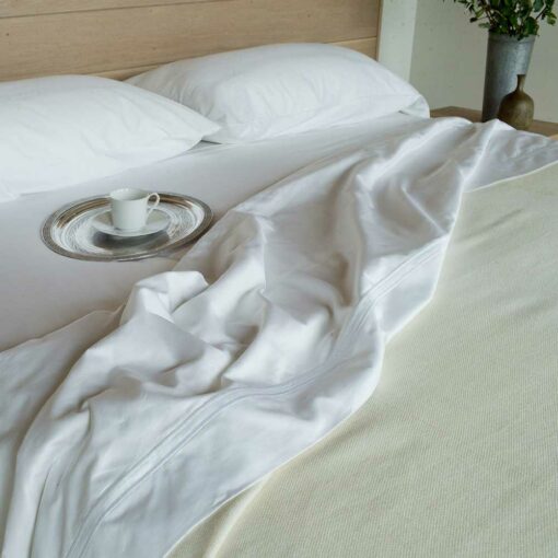 Swans Island's American Supima® Cotton Sheet Set by Malouf shown in white.