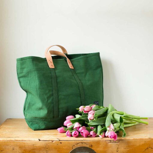 Swans Island Company's Canvas Large East West Tote in heavy cotton canvas - by Immodest Cotton. Pine