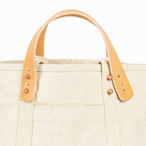 Swans Island Company's Lunch Tote in heavy cotton canvas - by Immodest Cotton. Has removable leather straps. Natural