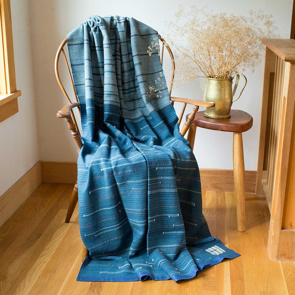 Swans Island Co.'s Limited Edition Ocean Series - Throw #11"Glacial Waters" handwoven in Maine. One of a kind.