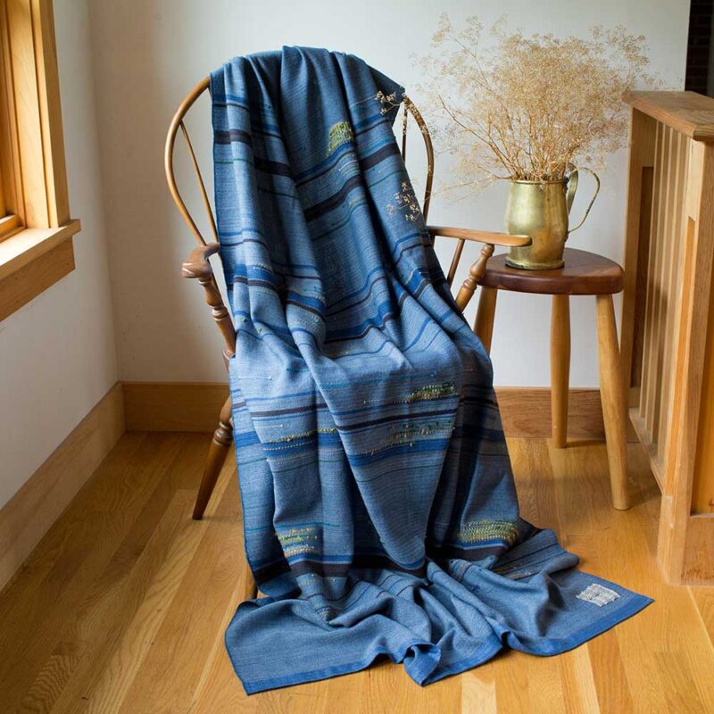Swans Island Co.'s Limited Edition Ocean Series - Throw #8 "Island Lookout" handwoven in Maine. One of a kind.
