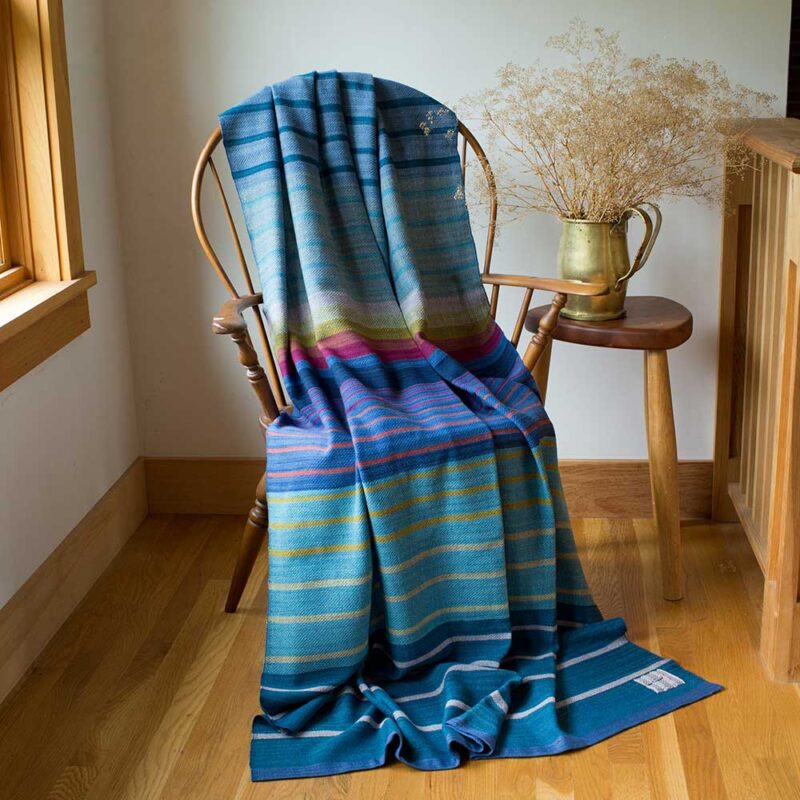 Swans Island Co.'s Limited Edition Ocean Series - Throw #9 "Sunrise" handwoven in Maine. One of a kind.