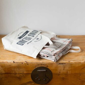 Swans-Island-Homestead Plaid-Throws woven in Maine with 100% American cotton. Each throw comes in our signature canvas tote.