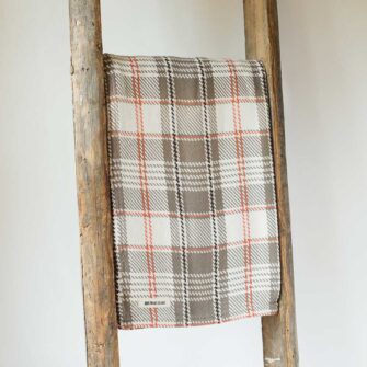 Swans-Island-Homestead Plaid-Throws woven in Maine with 100% American cotton. Shown here in Grey.
