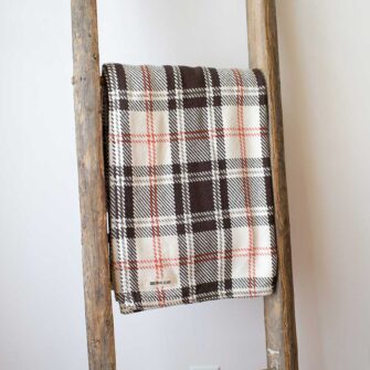 Swans-Island-Homestead Plaid-Throws woven in Maine with 100% American cotton. Shown here in Autumn Brown.