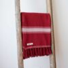 Swans-Island-Summer Twill Striped-Throws woven in Maine with 100% American cotton. Shown here in Rustic Red with White.
