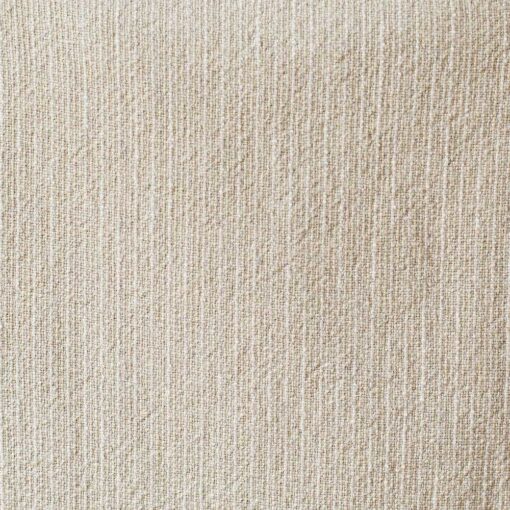 Swans Island Company's Pinstripe Linen Blanket. Made in USA, has an allover subtle pinstripe design highlighted with a checked border. Linen Cotton blend. Shown here in Linen color. Swatch, pinstripe.